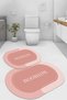 Digital Non-Slip Base Washable Bathroom Written Oval Bath Mat Toilet Set - 3