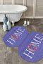 Digital Non-Slip Base Washable Floral Home Written Oval Bath Mat Toilet Set - 6