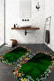 Digital Non-Slip Base Washable Floral Pattern Oval Bath Mat Toilet Set - 5