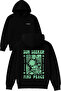 Sun Seeker Fınd Peace Design Printed Oversized Black Hooded Sweatshirt