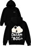Dream Bıg Design Printed Oversized Black Hooded Sweatshirt