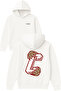 C Paw Design Printed Oversized White Hooded Sweatshirt