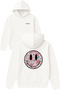 Floral Smiley Face Design Printed Oversized White Hooded Sweatshirt