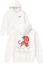 Red Tiger Design Printed Oversized White Hooded Sweatshirt