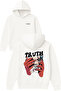 Truth Design Printed Oversized White Hooded Sweatshirt