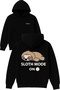 Sloth Mode on Design Printed Oversized Black Hooded Sweatshirt