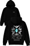 Angels Guard Design Printed Oversized Black Hooded Sweatshirt