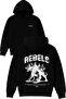 Rebels Design Printed Oversized Black Hooded Sweatshirt