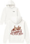 Old Wild West Design Printed Oversized White Hooded Sweatshirt