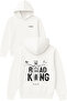 Road King Design Printed Oversized White Hooded Sweatshirt