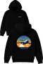 Airplane Design Printed Oversized Black Hooded Sweatshirt