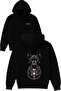 Chained Dog Design Printed Oversized Black Hooded Sweatshirt