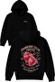 Strawberry Fields Design Printed Oversized Black Hooded Sweatshirt