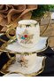 Porcelain Gilt Branch Brooch with Bird Figure Detail Brown Cup Set 90 ml - 6