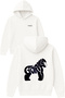 Gorilla Design Printed Oversized White Hooded Sweatshirt
