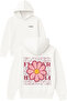 Flower Flower Design Printed Oversized White Hooded Sweatshirt