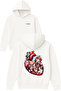 Cat Heart Design Printed Oversized White Hooded Sweatshirt