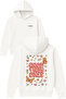 Floral Good Vibes Only Design Printed Oversized White Hooded Sweatshirt
