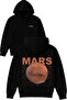 Mars Mars Design Printed Oversized Black Hooded Sweatshirt
