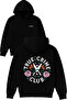 True Crime Design Printed Oversized Black Hooded Sweatshirt