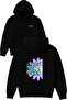 Stay Groovy Design Printed Oversized Black Hooded Sweatshirt