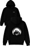 Striped Biker Design Printed Oversized Black Hooded Sweatshirt