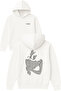 Gray Women's Design Printed Oversized White Hooded Sweatshirt