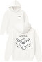 Good Vibes Only Hand Design Printed Oversized White Hooded Sweatshirt