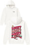 Lucky Lucky Design Printed Oversized White Hooded Sweatshirt