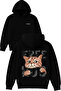Free Hug Design Printed Oversized Black Hooded Sweatshirt