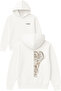 Elephant Design Printed Oversized White Hooded Sweatshirt