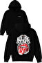Rolling Design Printed Oversized Black Hooded Sweatshirt