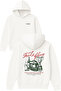 Tuel and Glory Design Printed Oversized White Hooded Sweatshirt