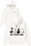 Just a Spooky Design Printed Oversized White Hooded Sweatshirt