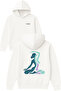 Yogacan Woman Design Printed Oversized White Hooded Sweatshirt