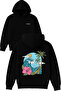 Beautiful Scenery Design Printed Oversized Black Hooded Sweatshirt