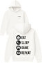 Game Eat Sleep Design Printed Oversized White Hooded Sweatshirt