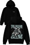 The Ocean Is Design Printed Oversized Black Hooded Sweatshirt