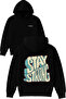 Stay Strong Design Printed Oversized Black Hooded Sweatshirt