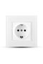 Single 16A Wall Socket with Glass Frame, White - 2