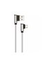 Micro USB Cable 1m, 90° Angle, Diamond Edition, Silver