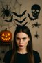 Women's Costume Crown Decorated with Halloween Black Feather Bats