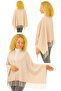 1 Piece Women's Extra Soft Textured Tassel Detailed Winter Scarf Shoulder Shawl in Light Beige, Suitable for Large Sizes