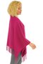 1 Piece Women's Extra Soft Textured Tassel Detailed Winter Scarf Shoulder Shawl Fuchsia - 2