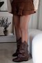 Desire Zippered Western Cowboy Boots with Dust Cover Detail Women's Shoes Bitter Brown - 2