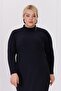 Women's Black Turtleneck Stretchy Twist Knitwear Plus Size Dress - 5
