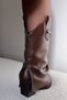 Desire Zippered Western Cowboy Boots with Dust Cover Detail Women's Shoes Bitter Brown - 4