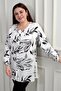 Women's Crew Neck Large Leaf Sleeve Folded Plus Size Placket Long Shirt