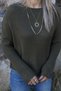 Khaki Standard Size Boat Neck Knit Sweater - 3