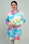 Women's Sleeve Fold Embroidered Plus Size Tie-Dye Long Shirt - 2